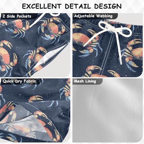 Pigsaly Boys Swim Trunks Colored Crab Underwater Watercolor Boys Board Shorts Swimsuit Swimwear Summer Bathing Suit 2T Multicolor3