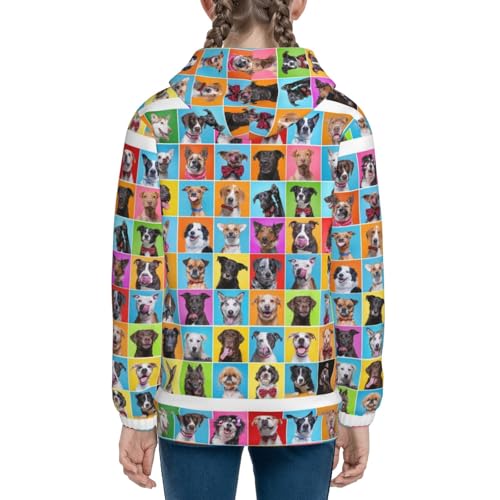 Cute Dogs Collage Kids Pullover Hoodies Boys Zip Up Sweatshirts Girls Athletic Clothes with Pocket 5