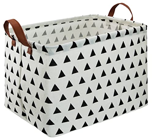 Image of Rectangular Storage Box Basket for Baby, Kids or Pets - Fabric Collapsible Storage Bin for Organizing Toys,Nursery Basket,Clothing,Books, Gift Baskets (triangle)