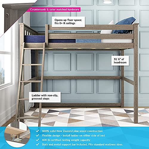 Image of Max & Lily High Loft Bed, Twin Bed Frame for Kids, Clay