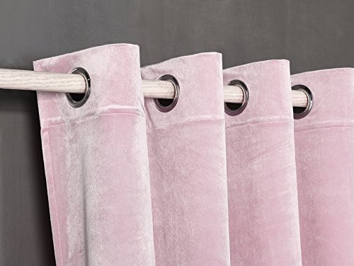 PimpamTex - Blickdichter Vorhang Wärmedämmender Samt Touch, 270x140 cm, mit 8 Ösen für Wohnzimmer, Schlafzimmer und Räume, blickdichte Vorhänge Modell Samt - (Rosa, 1) Cover
