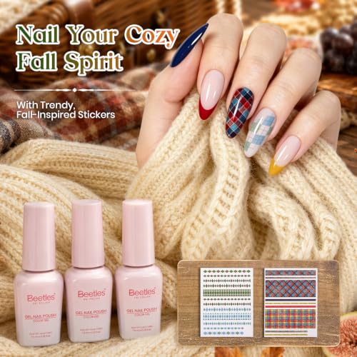 Image of Beetles Fall Gel Nail Polish Kit With Cat Eye Colors, Base & Top Coat