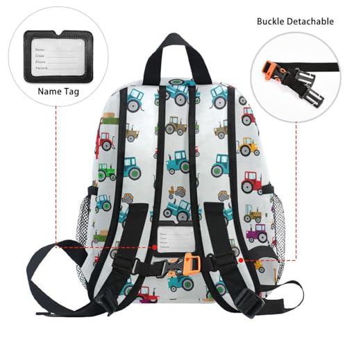 RPLIFE Sac à dos pour enfant garçon, tracteurs colorés, gris, sacs à dos d'école pour petits enfants, 3 à 8 ans, Tracteurs colorés gris, Small, Sacs à dos mignons – vue 5