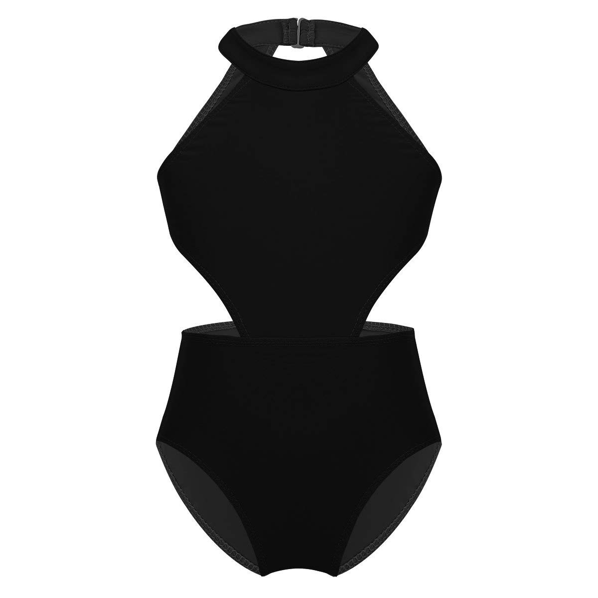 Daenrui Kids Sleeveless Halter Cutout Waist Backless Gymnastics Leotards for Girls Dance Sports Tops Ballet Unitard Black 6 Years