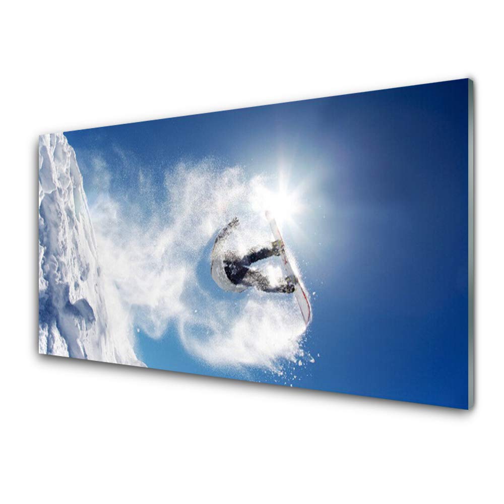Tableau deco mural moderne sport art neige pour salon en verre acrylique