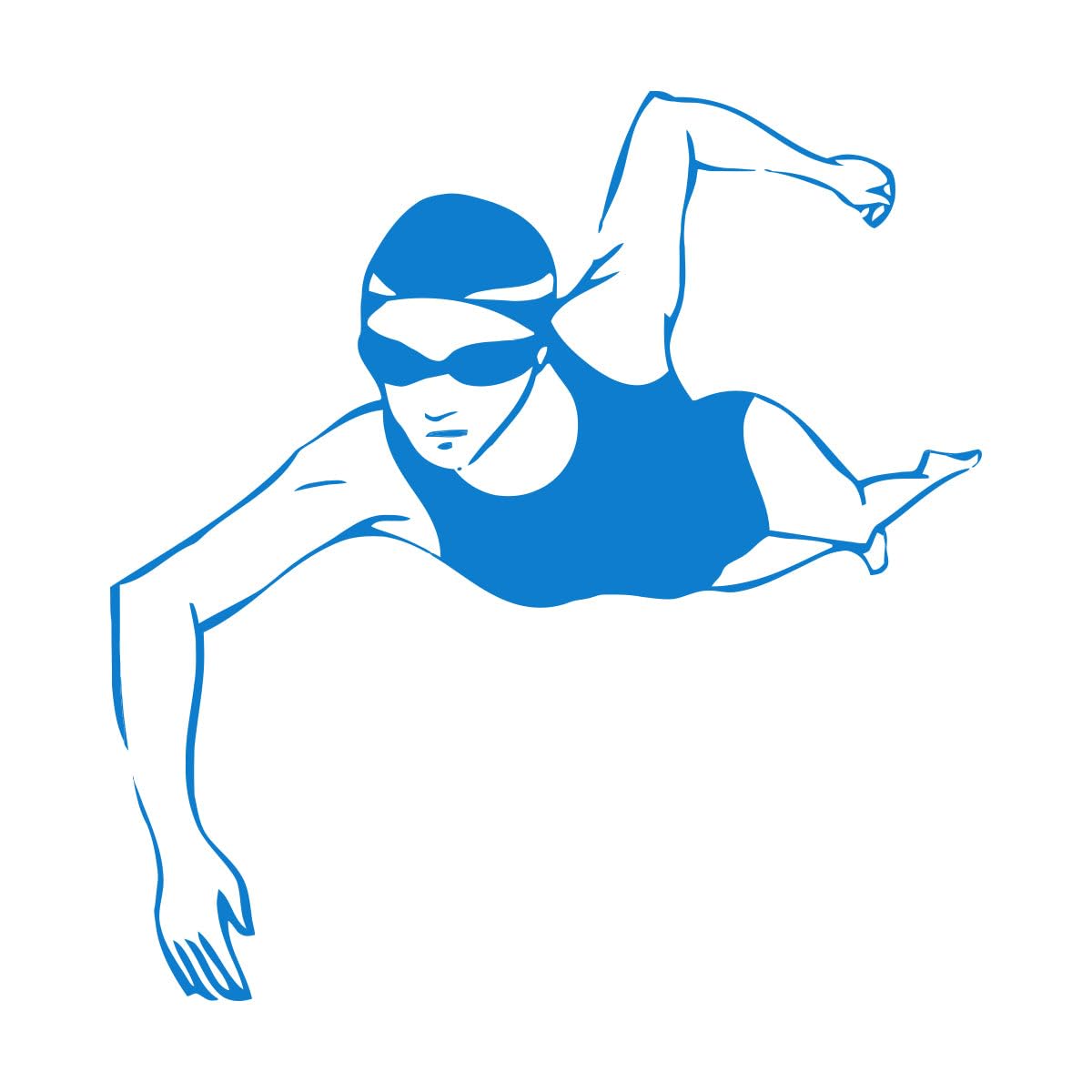 Vinyl Art Sticker Swimmer Woman Sports Swimming 81x84.6cm Removable Without Leaving Glue Extra Large Blue
