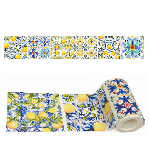Serenity Fair Washi Tape – Mediterranean Tile Pattern, Extra Wide