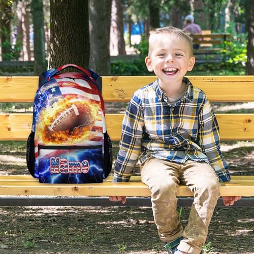 UNIKITTY Personalized Backpack for Boys, Football Backpack for Kids, Custom Back to School Gifts, 17 Inch Toddler Sport Theme Schoolbag, Primary Bookbag2