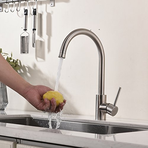 Kitchen Bar Sink Faucet-Bokaiya Brushed Nickel Stainless Steel Kitchen Faucet Single Handle Single Hole Laundry Sink Bar Faucet - Thumbnail 2