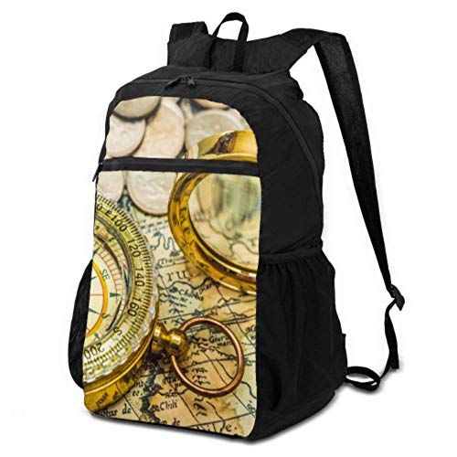 Enevotx Foldable Travel Backpack Compass Magnifying Glass Gold Color On Foldable Day Backpack Packable Backpack Men Lightweight Waterproof For Men & Womentravel Camping Outdoor #TOP4