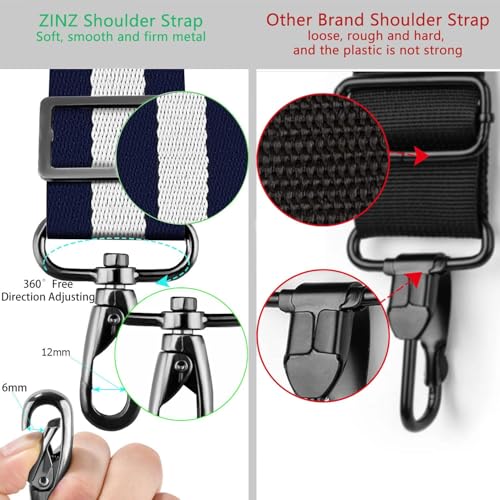 Image of ZINZ Shoulder Strap Universal Bag Strap - 78 inch Ultra-Thick Padded with Dual Balanced Adjustable Buckles for Briefcase, Travel, Sports, Laptop, Crossbody Bag,Stripes-BuWBu