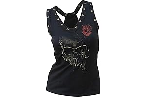 Skull Print Rock Tank Tops For Women