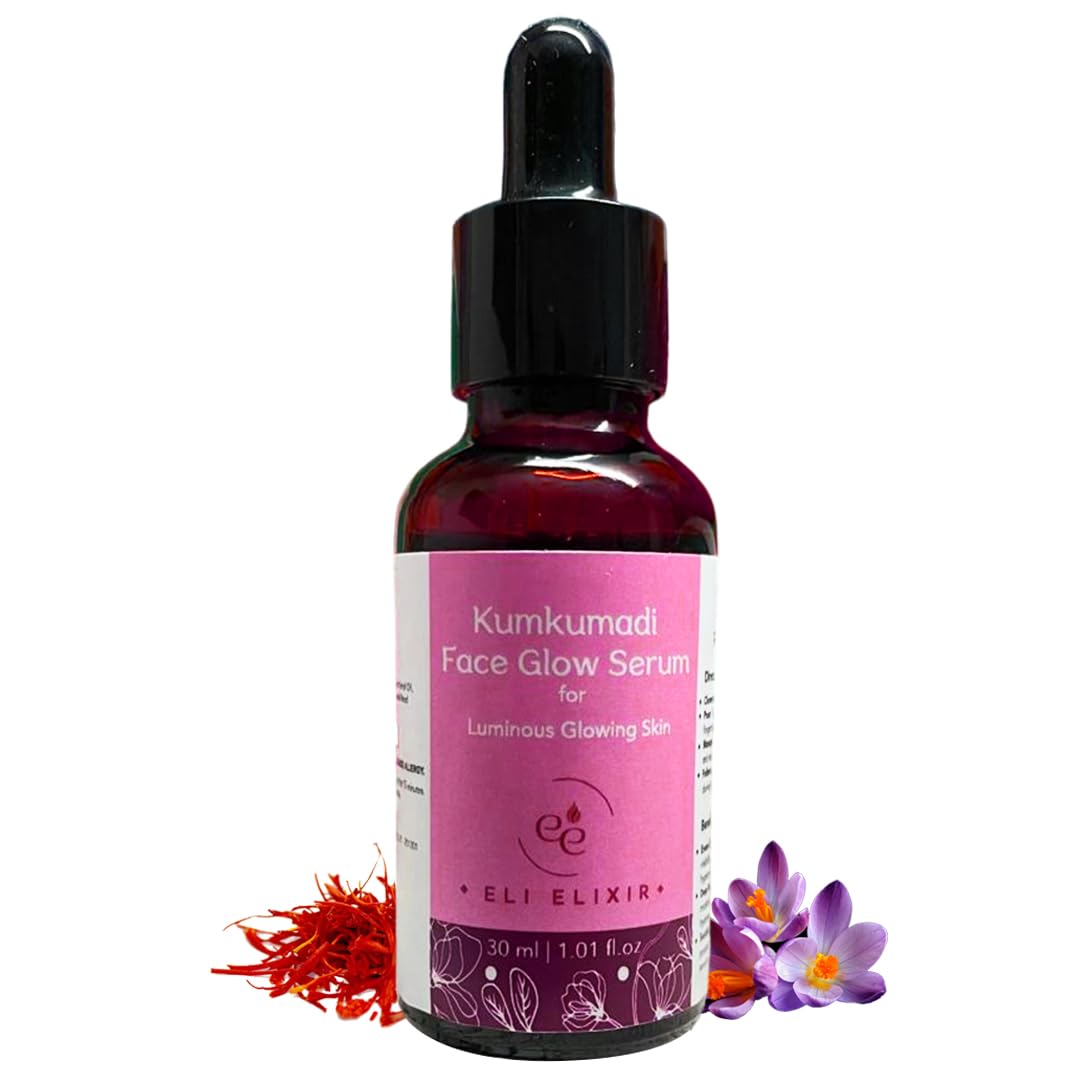 Eli Elixir Kumkumadi Face Glow Serum | Ayurvedic Brightening & Anti Aging | Facial Oil Reduces Dark Spots, Wrinkles, Pigmentation | Kumkumadi Tailam Night Face Serum for Spotless Skin | (30 ml)