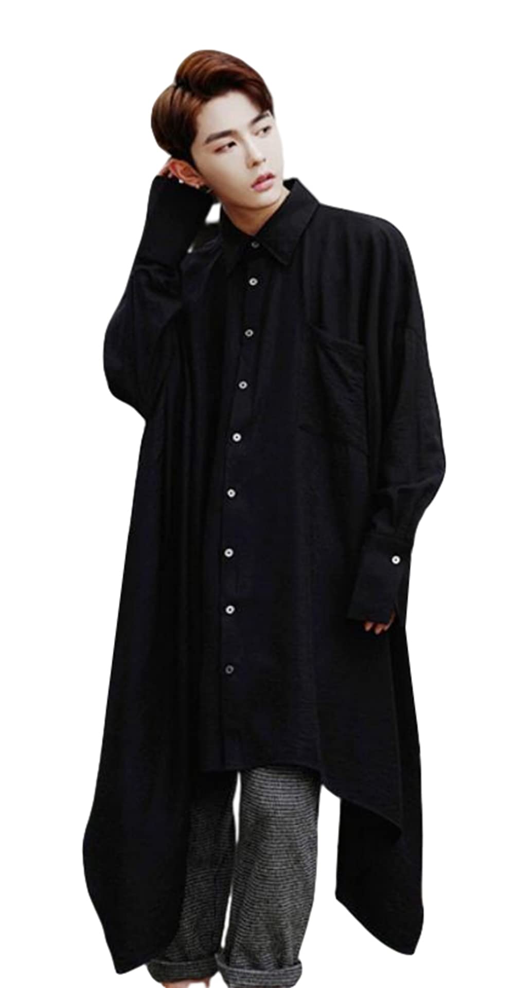 Amazon.co.jp: ロングシャツ メンズ 長袖 ビッグシルエット カジュアル 