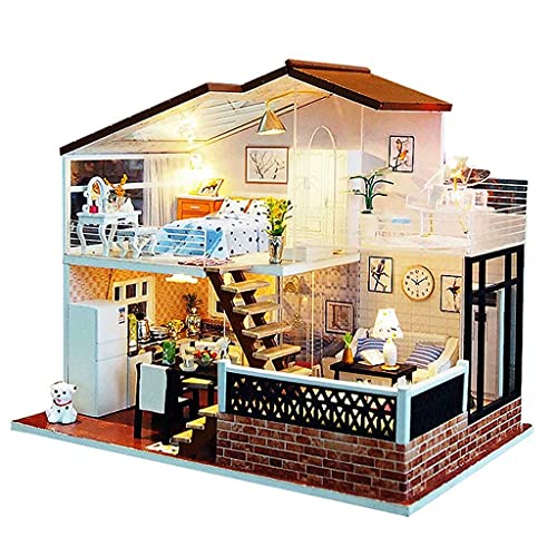 Modellbausätze Mit Möbeln, DIY-Miniatur-Puppenhaus Mit Led-Leuchten, Handgefertigte Mini-Raum-Bastelsets, 3D-Puzzle…