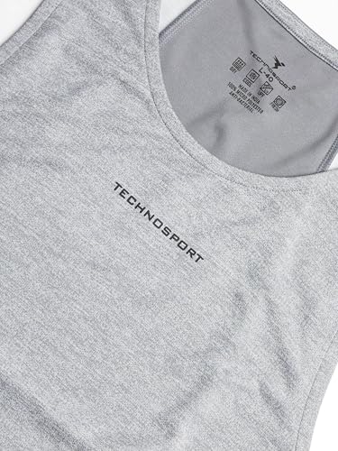 Image of TECHNOSPORT Mens Slim Fit Self Design Scoop Neck Gym Vest with Double Cool for Gym & Sports
