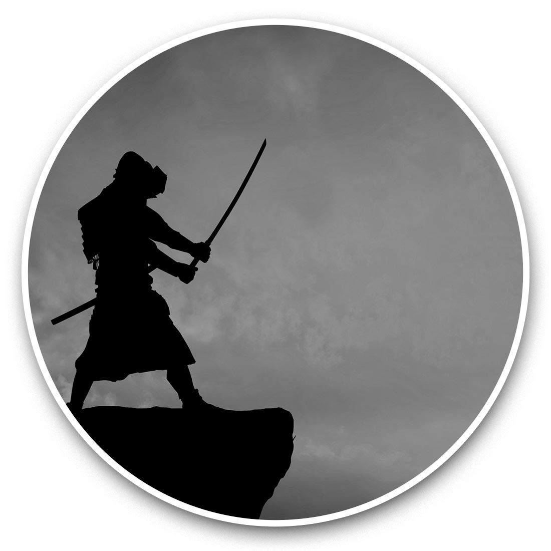 Destination Vinyl Ltd Bw Black Samurai Warrior Sunset 36143 Awesome Vinyl Stickers (Set Of 2) 30Cm Bw - Cool Black Samurai Warrior Sunset Fun Decals For Laptops,Tablets,Luggage,Scrap Booking,Fridges #36143