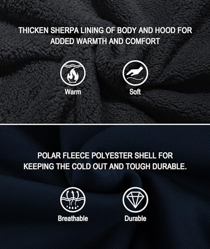 Image of SWISSWELL Men Zip Up Hoodies Sherpa Lined Jacket Heavyweight Fleece Sweatshirt Winter Warm Hooded Coat