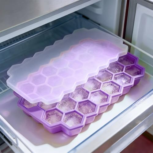 Bandejas para cubitos de hielo con tapa - silicona multicolor miniatura 1