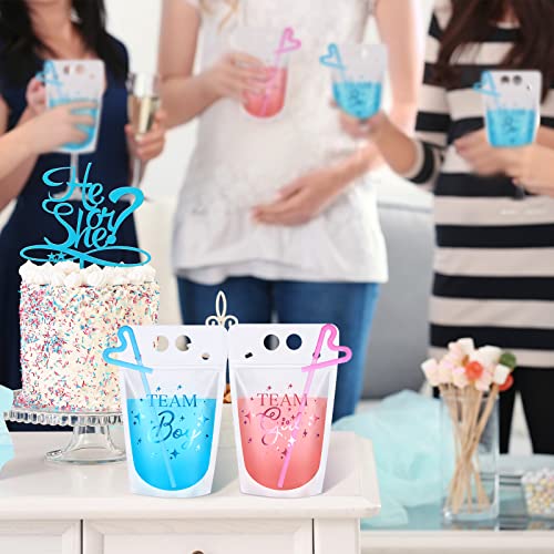 24 pitillos y bolsitas para fiesta revelación género miniatura 7