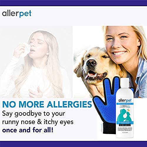 Allerpet Dog Dander Remover w/Free Pair of Grooming Gloves – Best Pet Dander Remover for Allergens – for Canine Dry Skin Treatment – Good for Fur & Skin – (12oz) Allerpet Dog Dander Remover w/Free Pair of Grooming Gloves – Best Pet Dander Remover for Allergens – for Canine Dry Skin Treatment – Good for Fur & Skin – (12oz)