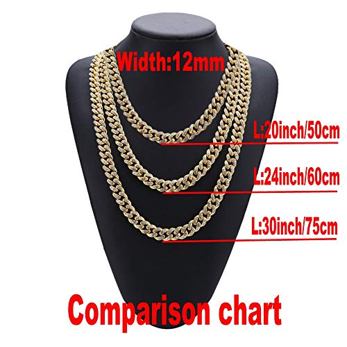 putouzip Miami Cuban Link Chains Set For Men 12/14/20mm 18K Gold Plated Diamond Fully Iced Out Chain Bracelet Necklace4