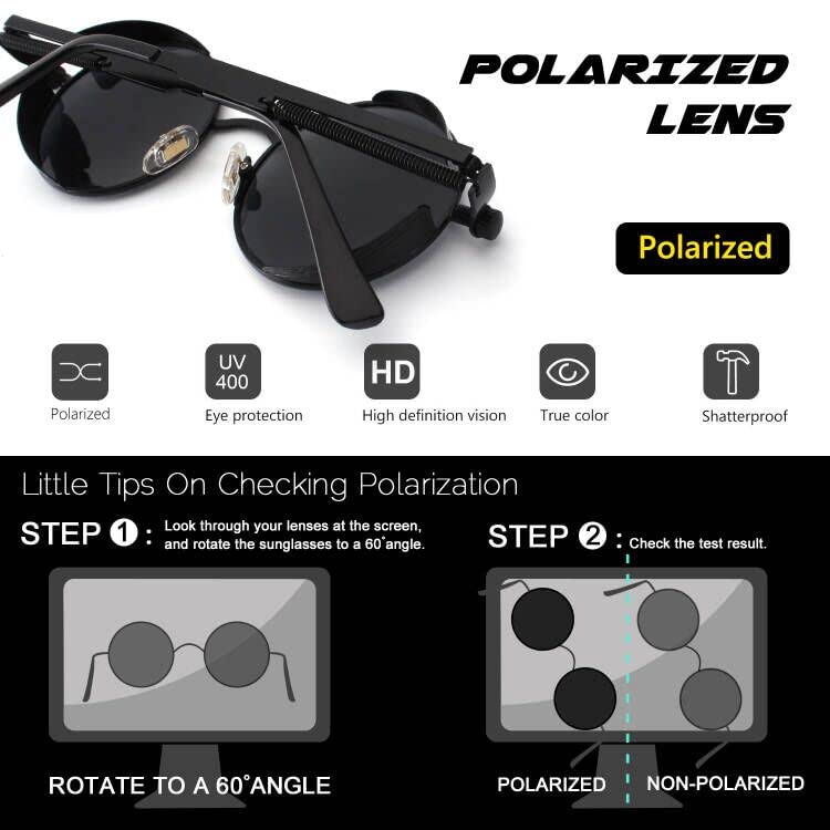 Image of CGID Retro Steampunk Round Polarized Sunglasses Men Womens Metal Circle Frame UV400 Protection E72