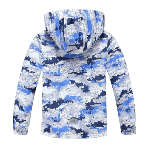 image for MGEOY Boys Rain Jacket Lightweight Waterproof Hooded Fleece Lined Rain