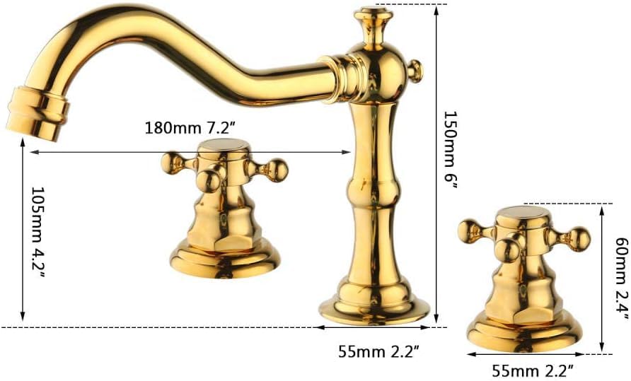 Robinet de salle de bains or anti calcaire à double commande - 8