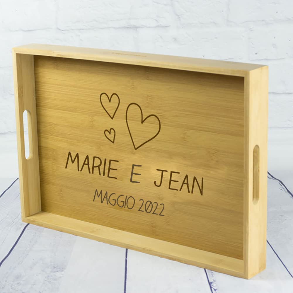 Regalo personalizzato per le taglie: vassoio in bambù personalizzato per coppia