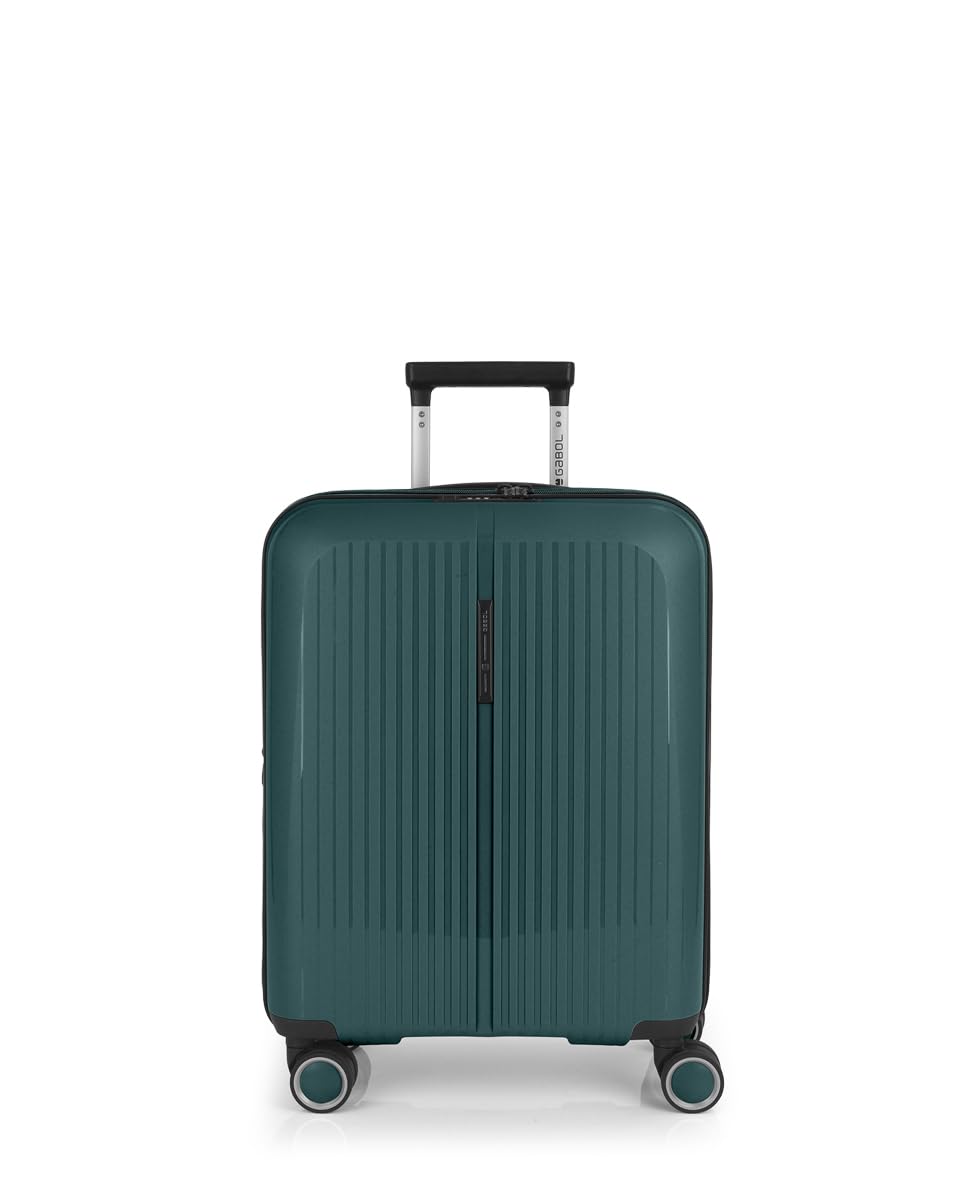 Gabol - Brooklyn rozszerzalna twarda walizka kabinowa 55x40x22/25 cm - Lekki bagaż podręczny o pojemności do 47,4 l - 4 podwójne kółka 360° i zamek TSA - Hiszpański design - Ciemnozielony