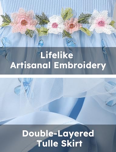 Image of PATPAT Girl's Tulle Dress Tutu Party Birthday Poster Formal Fancy Flower Princess Dresses