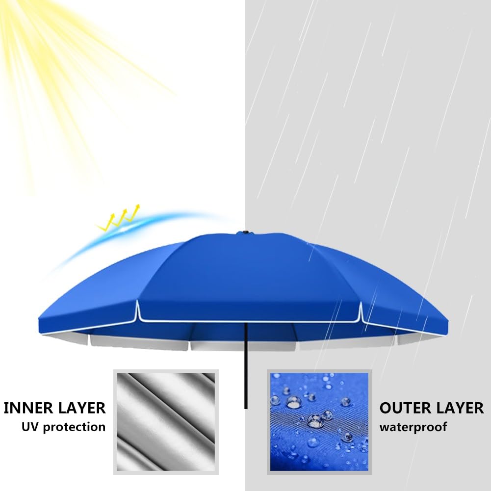 Ombrellone da esterno per patio, ideale per piscina, spiaggia, giardino, con 4 altezze regolabili e struttura a 3 strati.