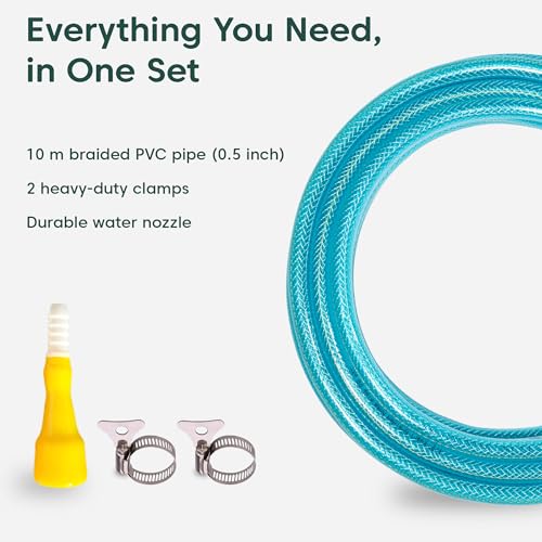 Image of Kyari Garden Hose Pipe Braided 10 Meter 0.5 Inch with Nozzle & Clamp - Heavy-Duty Flexible PVC Water Pipe for Home Garden, Plants, Car Wash, Cooler Filling, Balcony & Outdoor Use