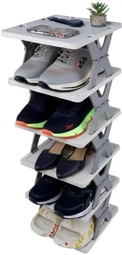 Image of STELITE Plastic Shoe Rack for Home - Stackable & Collapsible Shoe Stand Organizer for Bedroom, Entryway & Corner Use | Multipurpose Footwear Storage Shelf | Easy Assembly (Pista, 4 Layer Shoe Rack)