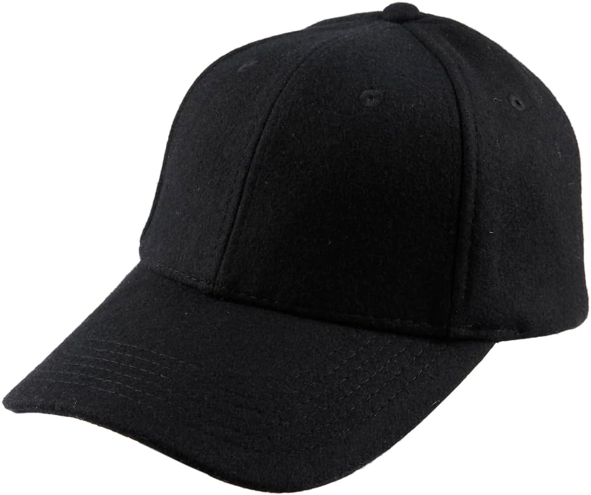 Sportmusies 6 Panel Wool Blend Baseball Cap for Men Women, Adjustable Winter Warm Dad Hat Sport Outdoor