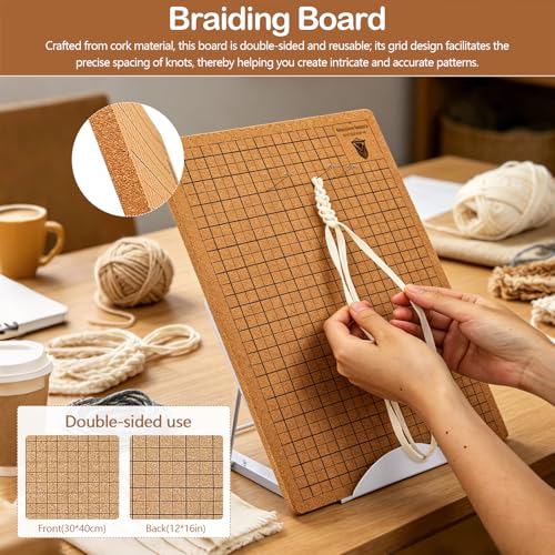 Tablero de macramé ajustable de 30x40cm para tejer pulseras artesanales de forma cómoda 6