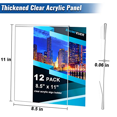 Amzkonig 12 Pack 8.5 X 11 Inches Clear Acrylic Plexi Sign Holders With 3M Tape Adhesive,Acrylic Wall Frame For Office, Home, Store, Restaurant, (No Drilling) #TOP1