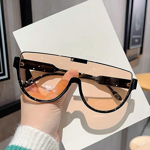 Oversized Sunglasses Women Men Luxury Big Frame Mask Glasses Goggle Flat Top Clear Eye Protection Glasses Shade UV4002