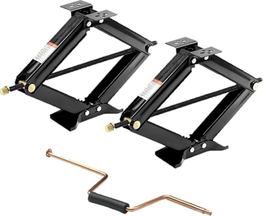 USA 24" RV Scissor Jack Leveling Stabilizer with Hand Crank - 6,500 Pound Capacity - 2 Pack