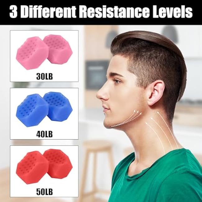 6pcs Jaw Exerciser, Silicone Jaw Muscle Strengthener with 3 Resistance Levels Jaw Trainer Tablets for Double Chin Removal Jaw Toner Chin Trainer Shaper Face Sculptor for Women Men