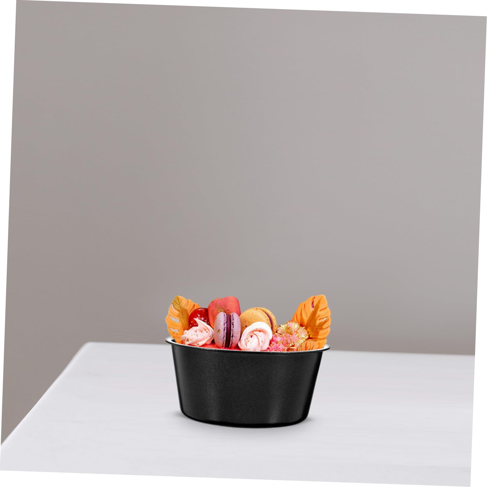 TOPBATHY 5 Juegos Molde De Pudín Molde Chocolate Muffins De Horneado Para Regalar Tapa De Pudín De Metal Metalico Para Pasteles Acero Carbono Black 3 Piezas * 5