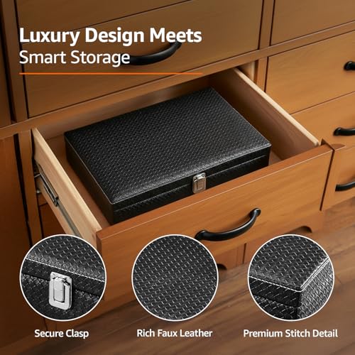 Image of Amazon Basics Unisex Faux Leather Sunglasses Organiser with 8 Slots |34LX27BX8H cm |Black