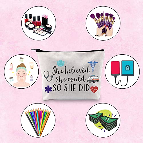 TSOTMO Emergency Medical Technician Gift She Believed She Could So She Did Inspirational EMT Makeup Bag (She Believed EMT)3