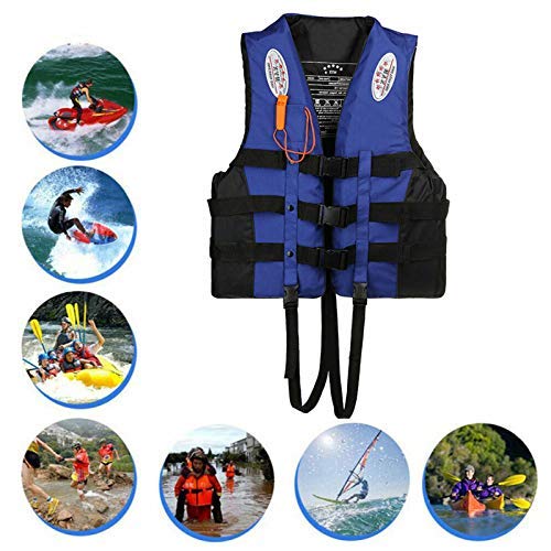 Polyester Safety Life Jacket for Swimming Super lite Vest with 3-Buckle Weighing 75-95 kg (Blue) 4
