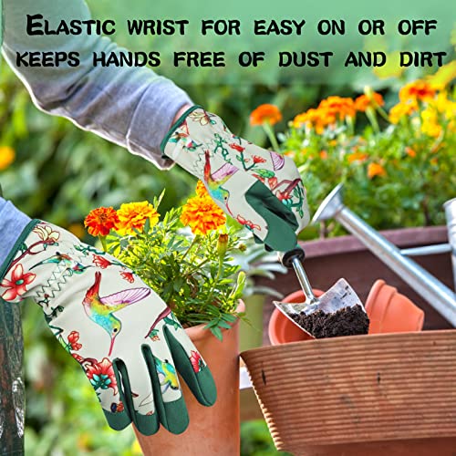 Image of Leather-Gardening-Gloves for Women - Thorn-Proof Work-Gloves with Touch Screen for Weeding, Digging, Planting,Pruning Yard Garden Gloves -Small