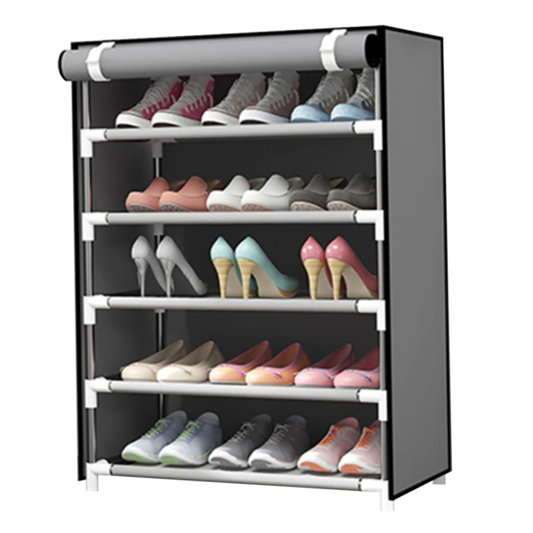 Schuhständer staubdichtes schweres 6 -schichtiger wasserdichtes waschbarer Schuhspeicher Erhöhter minimalistischer schockdes Organizer für Flur Wohnzimmer grau