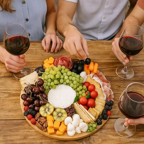 Set de 12 Tablas Redondas para Cortar de Bambú de 12 pulgadas – Platos para Queso, Pizzas y Charcutería para Grabado, Arte en Resina y Decoración Rústica miniatura 7