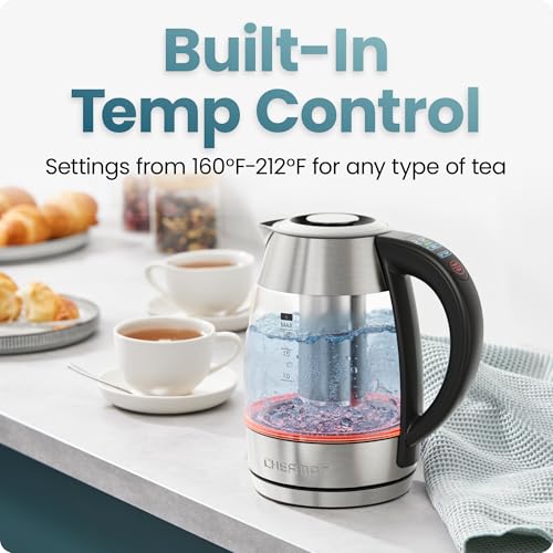 CHEFMAN Lightning High-Powered Electric Kettle, 1.8L 1750W, Rapid Boil 2 Cups in 2 Minutes, BPA Free Cordless Tea Kettle with Digital Temperature Control and 1-Hour Keep Hot – Stainless Steel - image 4