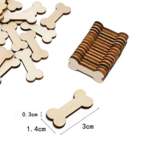 VORCOOL 50Pcs unvollendete Holz Hundeknochen Ausschnitte bereit zu malen oder zu dekorieren für Holz Handwerk und DIY-Projekte